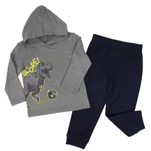 2020 Fall Baby Dinosaur Hoodie Shirts Pants Kids Sets Gray Outfit Children toddler Active Wear Print Clothes Boy