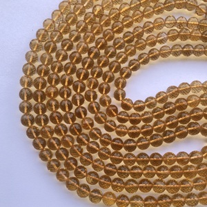 Cuentas Redondas Facetadas de Citrino Natural de 7mm y 9mm, Hebra de Piedras Preciosas, Certificación IGI, Suministros para la Fabricación de Joyería - Product Image 3