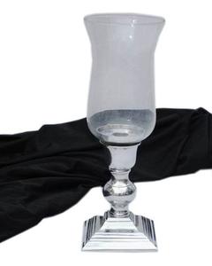 Portavelas de Metal con cuentas blancas Hurricane Elegante luz única Hurricane Festivo Portavelas decorativo-Silver Hurricane - Product Image 5