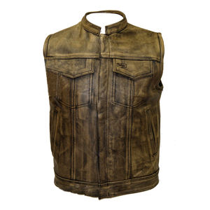 Gilet en cuir de haute qualité pour homme, sans manches, vêtements d'extérieur, vente en gros, - Product Image 1