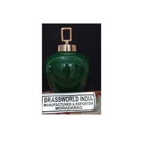 Urna de cremación de latón verde para cenizas, suministros funerarios de la India - Product Image 2