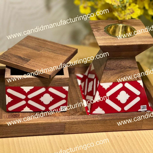 Qualité supérieure Mère Perle Encens Aromathérapie Diffuseur Cadeau Ensemble Os Incrustation Plateau Boîte Brûleur Coloré Bakhoor Titulaire Diffuseur - Product Image 5