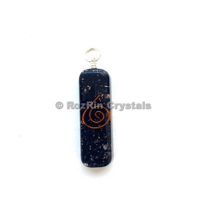 Black Agate <b>Orgonite</b> Healing Pendant-Carved Engraved Gemstone Art Collectible - Product Image 1