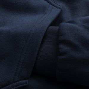 FIXFOX Men's Navy Blue <b>Zip</b>-Up <b>Hoodie</b> Oversized Fit Cotton French Terry Casual Hooded Sweatshirt Front <b>Pocket</b> Logo Quick Dry - Product Image 5