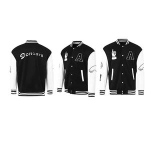 Chaqueta Letterman bordada personalizada al por mayor | Chaqueta universitaria con mangas de cuero PU de cuerpo de lana para hombres y mujeres OEM - Product Image 1
