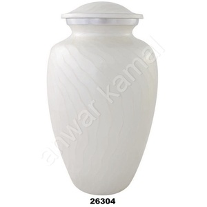 Bonne vente, vente en gros, urne funéraire en métal pour adultes, cendres humaines, urne funéraire en métal classique blanche pour cendres humaines - Product Image 1