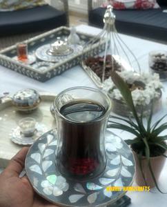 Plateau de service artisanal en bois nacre blanche, 6 pièces, plats et assiettes pour la décoration de l'aïd, cadeaux de mariage, plateaux du RAMADAN - Product Image 5