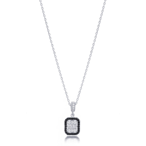 Rectángulo forma negro circón piedra encanto collar turco hecho a mano venta al por mayor 925 joyería de plata esterlina - Product Image 4