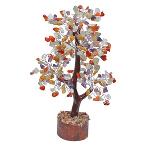 Spiritual Multi Stone Mseal 300 Chips Arbre de pierres précieuses enroulé en fil d'argent pour l'énergie positive - Product Image 1