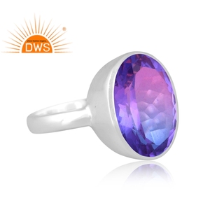 Último diseñador plata fina natural bio turmalina doblete cuarzo piedra preciosa anillo apilable fabricante de joyas - Product Image 3