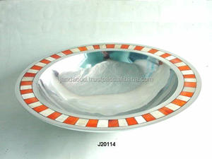 Bol de service en fonte d'aluminium poli miroir avec mosaïque de bols en aluminium et en métal vadrouille et corne - Product Image 5