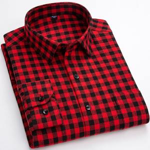 100% algodón cepillado franela antiarrugas otoño hombres camisas solo bolsillo manga larga moda juvenil suave camisa Casual - Product Image 1