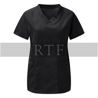Uniforme d'infirmière, T-shirt décontracté à manches courtes pour femmes, T-shirt en col en v, uniforme de clinique, chemisier ample, uniforme