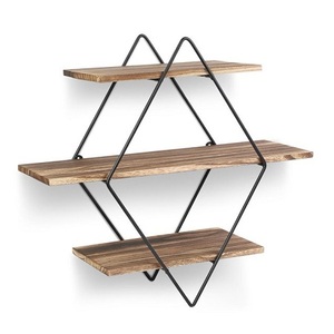 Estante de Pared de Madera y Metal con Estante de Almacenamiento de Pared de Calidad Exclusiva para Accesorios de Decoración del Hogar en India - Product Image 3