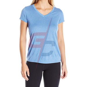 Camiseta con cuello en V para mujer deportiva OEM a precio de fábrica - Product Image 1