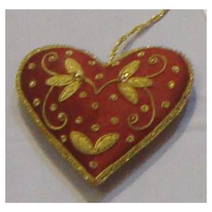 Ornement de Noël à suspendre en broderie Zari, décorations en forme de cœur - Product Image 1