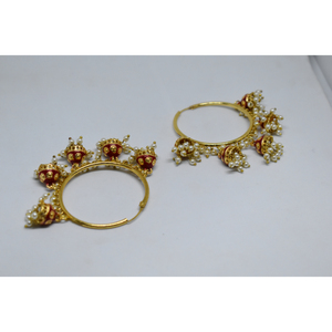 Meenakari jhumki tradicional para niñas y mujeres, pendientes de latón con acabado mate dorado, novedad de 2022, venta al por mayor - Product Image 3