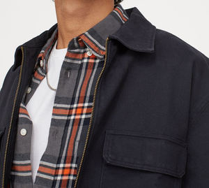 Chaqueta Formal de Primavera para Hombre, de Alta Calidad, 100% Algodón, con Revestimiento de Mezclilla, Dos Bolsillos, Servicio OEM con Etiqueta Personalizada, Transpirable - Product Image 4