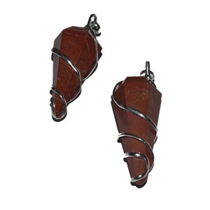 Pendentifs en agate enroulés de fil avec symbole religieux hindou, plaqué bronze antique, design classique unisexe par AgateExport - Product Image 1