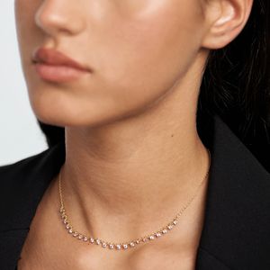 قلادة فضية عيار 925 مطلية بالذهب من الشركة المصنعة للمجوهرات، قلادة أنيقة مرصعة بالألماس والزركون - Product Image 2