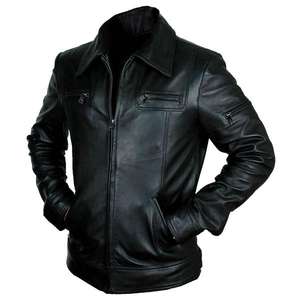 Leather <b>Jacket</b> OEM Customized Windproof Slim Fit Casual Street Wear Stylish Genuine <b>Sheep</b> <b>Skin</b> Leather Embroidery Eco-Friendly - Product Image 3