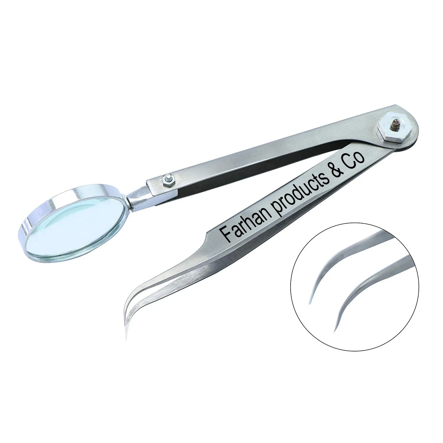 Eyelash Glass Tweezers Premium Eyelash Extension Tweezers with Magnifier Glass fine Curve tip - 13 cm Eyelash extension Tweezers