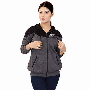Sweat à capuche à fermeture éclair pour femmes, hoodie, élégant, poches kangourou, noir, gris, - Product Image 4