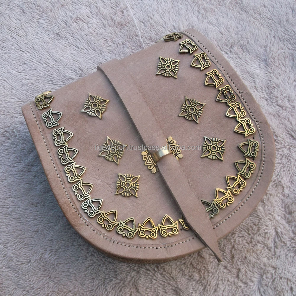 Birka Pouch Medieval Molding Bag Pouch Belt with Brass Casting