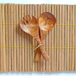 Cuillère et fourchette en bois de teck long, cuillère en bois de teck de Type rond 12.2 pouces, ustensiles de cuisine - Product Image 4