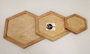 Plateau en bois de forme hexagonale Design uni personnalisé pour cuisine Restaurant à domicile Plateau en bois hexagonal au prix le plus bas Tradnary - Product Image 6