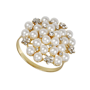 <b>Indian</b> Pearl Napkin <b>Ring</b> Beads Napkin Holder for Wedding Handmade Beaded Napkin <b>Rings</b> in Bulk From India - Product Image 6