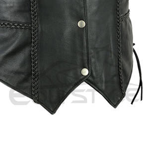 Gilet personnalisé en cuir pour homme Style tressé Gilet d'extérieur à lacets latéraux Gilet de moto sans manches - Product Image 5
