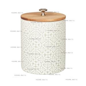 Nouvelle conception boîte de rangement de forme ronde avec couvercle en bois boîte de pot de stockage de cuisine de qualité supérieure par les arts à la maison - Product Image 1