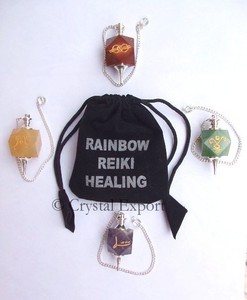 Pendules de guérison Reiki arc-en-ciel, 18 pièces, pendule de guérison - Product Image 1