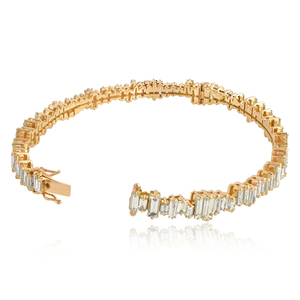 Bracelet ovale en or jaune et diamant blanc, naturel, 18 pouces, 14k, vente en gros, bijoux de mariage - Product Image 4