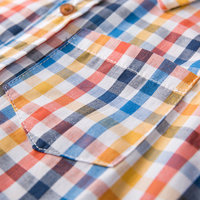 Chemises décontractées à manches courtes à carreaux pour garçons et filles, avec poches, en tissu popeline de coton, pour le printemps, vêtements pour tout-petits et enfants, vente en gros