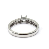 Anillo de Oro Blanco Sólido de 18K con Diamantes Naturales Genuinos, Montura Semicerrada, Personalizado a Medida, Pieza de Inversión Nupcial de Fábrica, 44 Piedras G