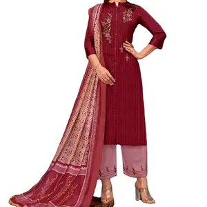 Dgb出口2023独家棉刺绣定制尺寸Plazzo适合印度巴基斯坦服装印度时尚印度系列