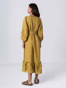 Personalizable Vintage bordado mujer vestido de noche borla cinturón mangas completas transpirable largo directo de fábrica Natural bajo precio - Product Image 2