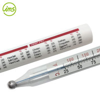 Thermomètre à bonbons en acier inoxydable 430 avec écran de protection en verre, guide de température pour la cuisine, plage 25-200, couleur rouge