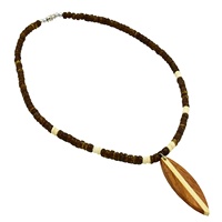 Collier tendance en coquille de noix de coco avec pendentifs en bois, collier de bijoux unisexe