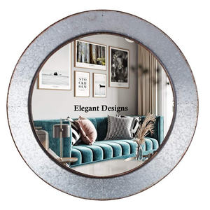 Miroir mural rond galvanisé à la main miroir en métal suspendu décoratif bon marché pour la décoration de la chambre - Product Image 6