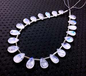 Natural Blue Flashy Rainbow <b>Moonstone</b> 21 Piece Smooth Pear Shape Briolette Beads for DIY <b>Bracelet</b> Necklace Jewelry Making - Product Image 2