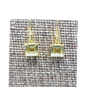 Pendientes de Plata de Ley Chapados en Oro de 14K/18K con Cuarzo Limón Natural en Forma Cuadrada - Product Image 6