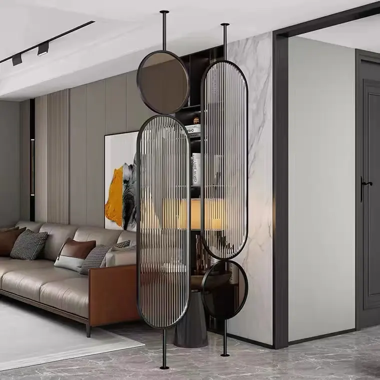 Divisores de habitaciones ovalados de Metal y vidrio, de acero inoxidable, para decoración de hogar, Hotel, Villa