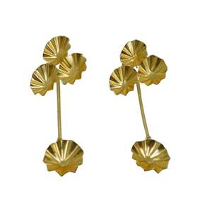 goldplated brass matte finishing trending handmade light <b>weight</b> stud <b>hoop</b> Brass Earrings for girls and women - Product Image 1