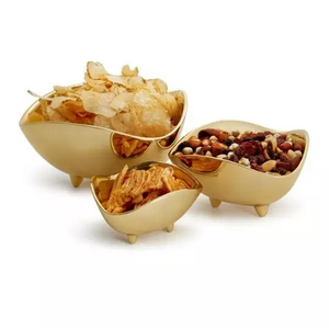 Juego de 3 tazones de aluminio para restaurante, juego de cuencos decorativos para el hogar, Color dorado, diseño moderno - Product Image 3