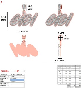 Collar personalizado de oro rosa/blanco de 10K con diamantes naturales, 27 gramos de oro, peso total de 4,95 quilates, anillos de diamantes - Product Image 3