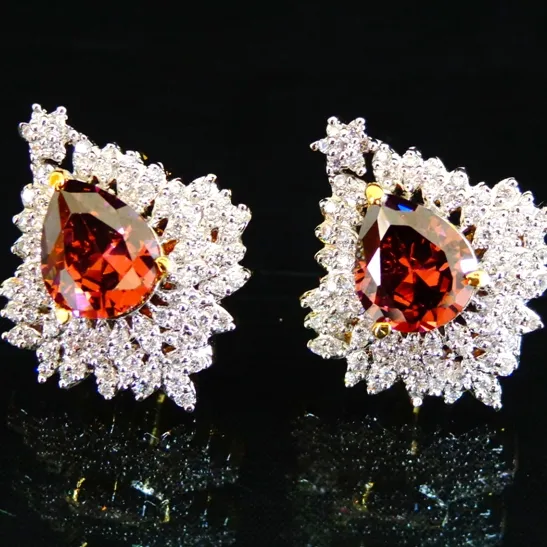 Pendientes de diamante de imitación victoriano, pendientes de estilo victoriano americano, jumka