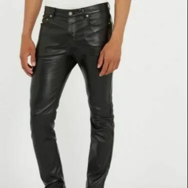 Men's Soft Sheep Leather Pants, Tapered fit Leather Trouser